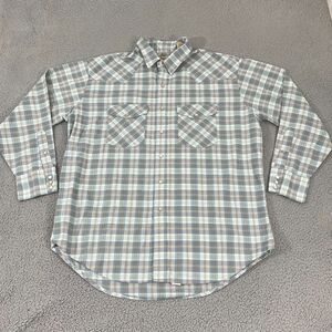 Vintage Big Mac  Pearl Snap Shirt Men XL Blue Plaid Western Long Sleeve
